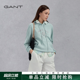 GANT 女士连帽宽松复古运动甜美学院风字母休闲卫衣 甘特春秋新款