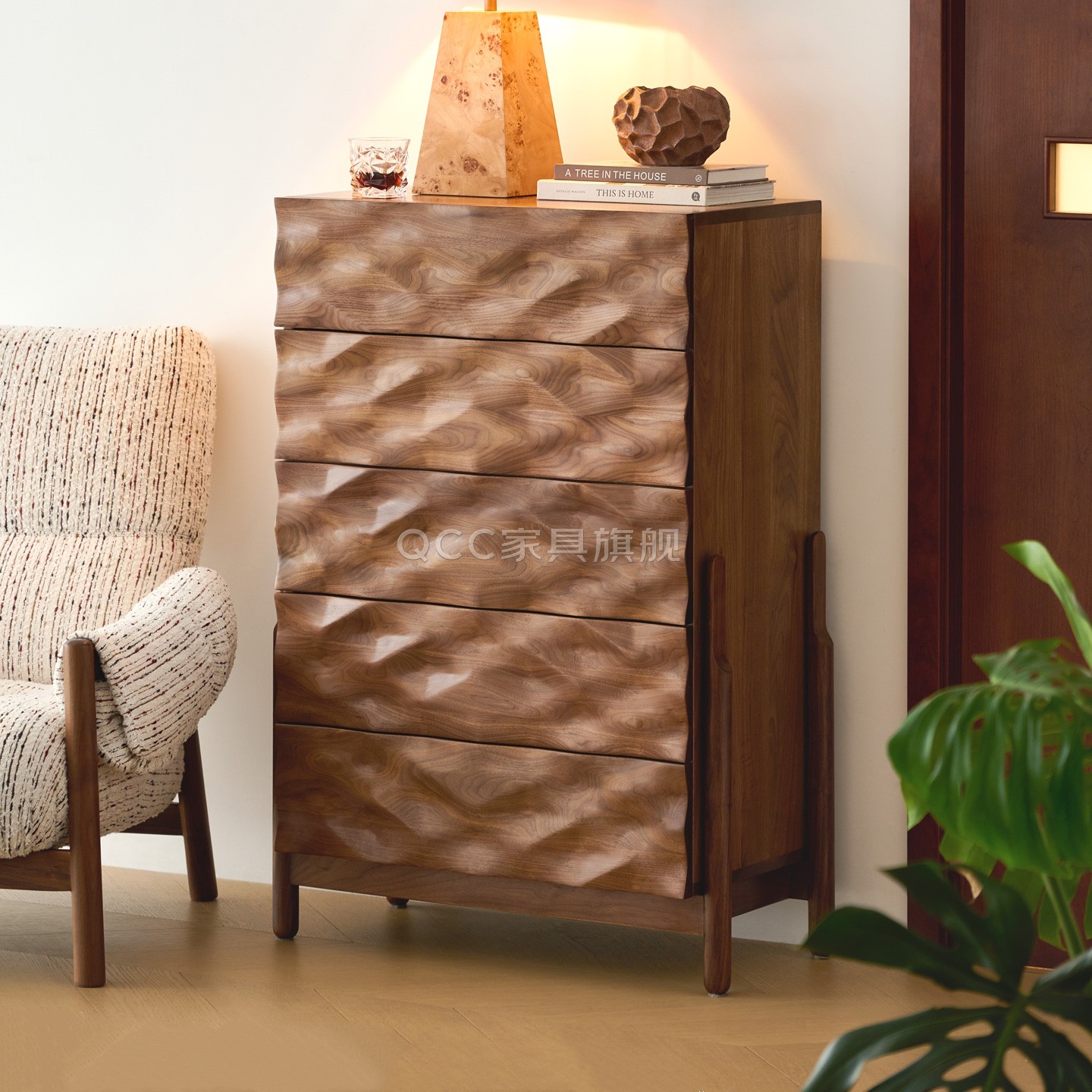 北美黑胡桃木五斗柜意式轻奢风