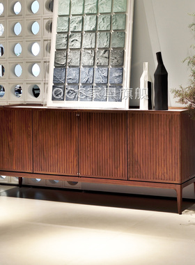 北美黑胡桃木餐边柜设计师款高级别墅意式轻奢ZERO玄关储物展示柜