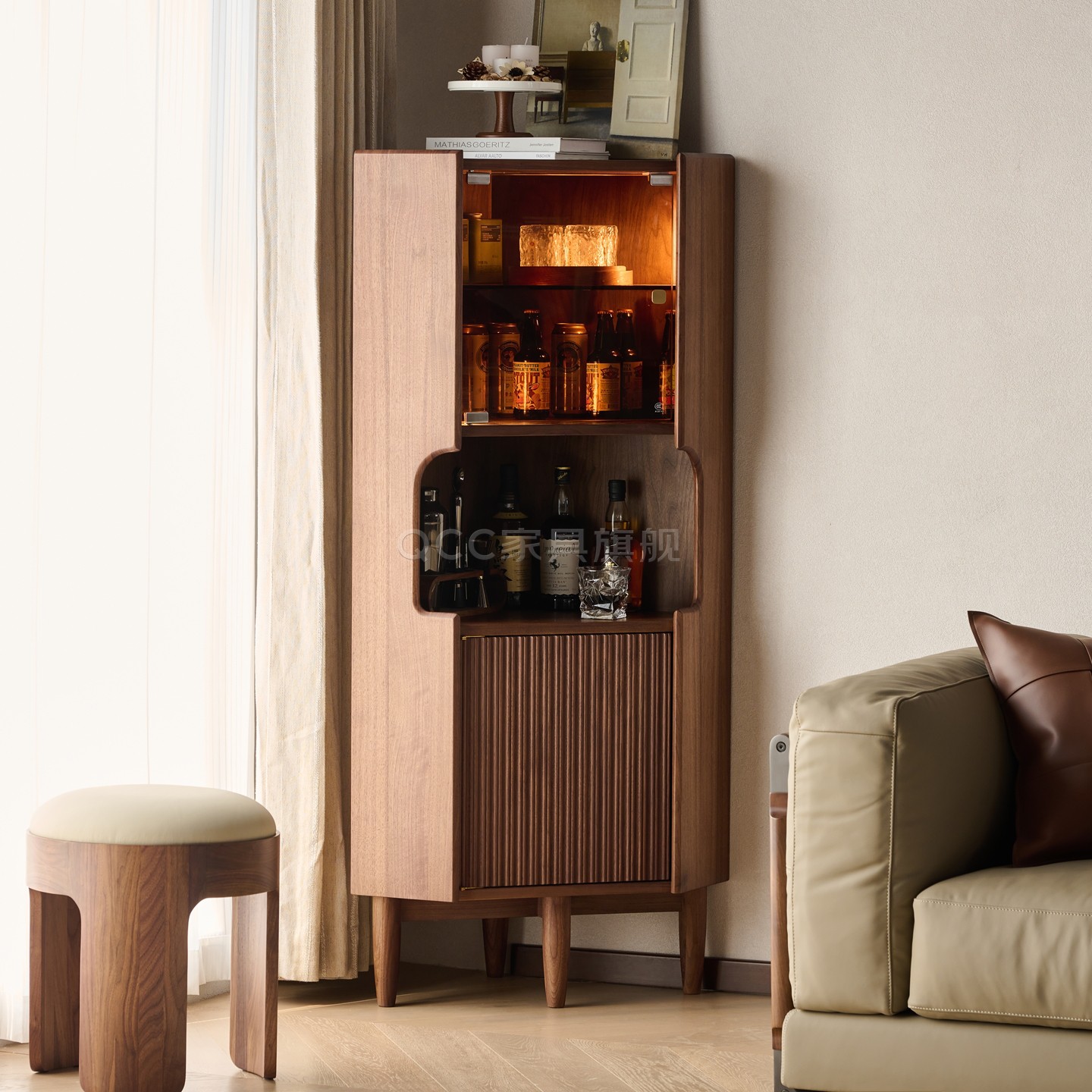 北美黑胡桃木转角柜设计师款角柜