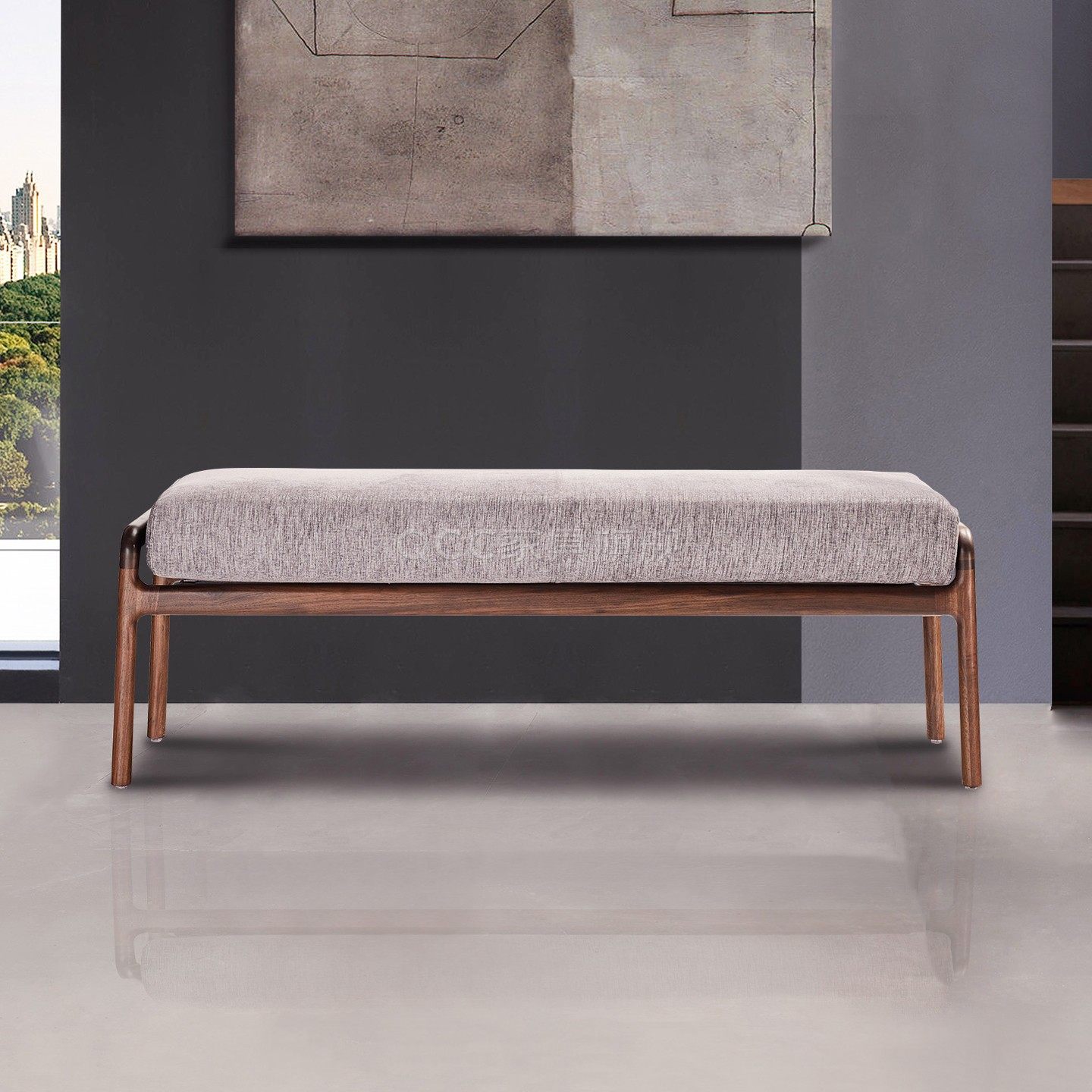 卧室黑胡桃木床尾凳轻奢沙发凳新中式床边小沙发北欧床榻床凳长凳,住宅家具,床尾凳/长凳,淘宝优惠券,粉丝福利购,淘宝优惠卷