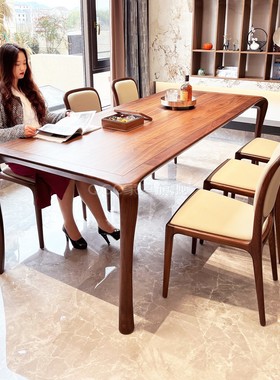 别墅餐桌北美黑胡桃木榫卯意大利设计师长餐台意式极简实木西餐桌