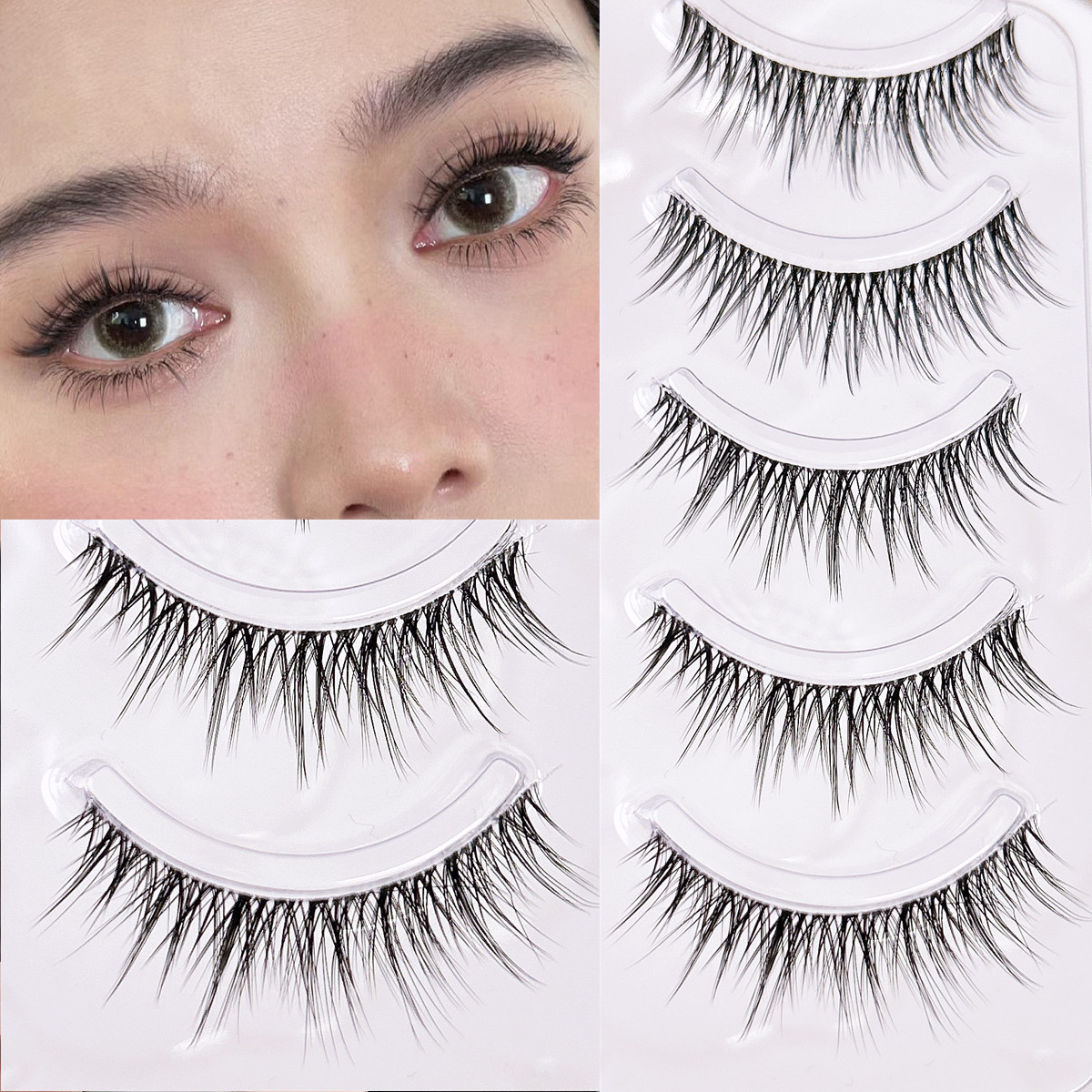 1008一片式自然漫画假睫毛仙女猫耳素颜透明梗浓密芭比翘眼睫毛女,彩妆/香水/美妆工具,假睫毛,淘宝优惠券,粉丝福利购,淘宝优惠卷