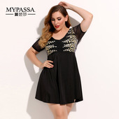 平角 游泳衣保守遮肚胖200斤妈妈泳装 蔓芭莎加肥加大连体裙式 大码