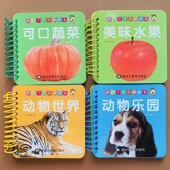 4本儿童卡片益智认知撕不烂破婴幼彩图认动物卡片幼儿启蒙动物世界水果蔬菜卡片水果卡视觉大图卡启蒙大卡绘本0 3岁宝宝早教书籍