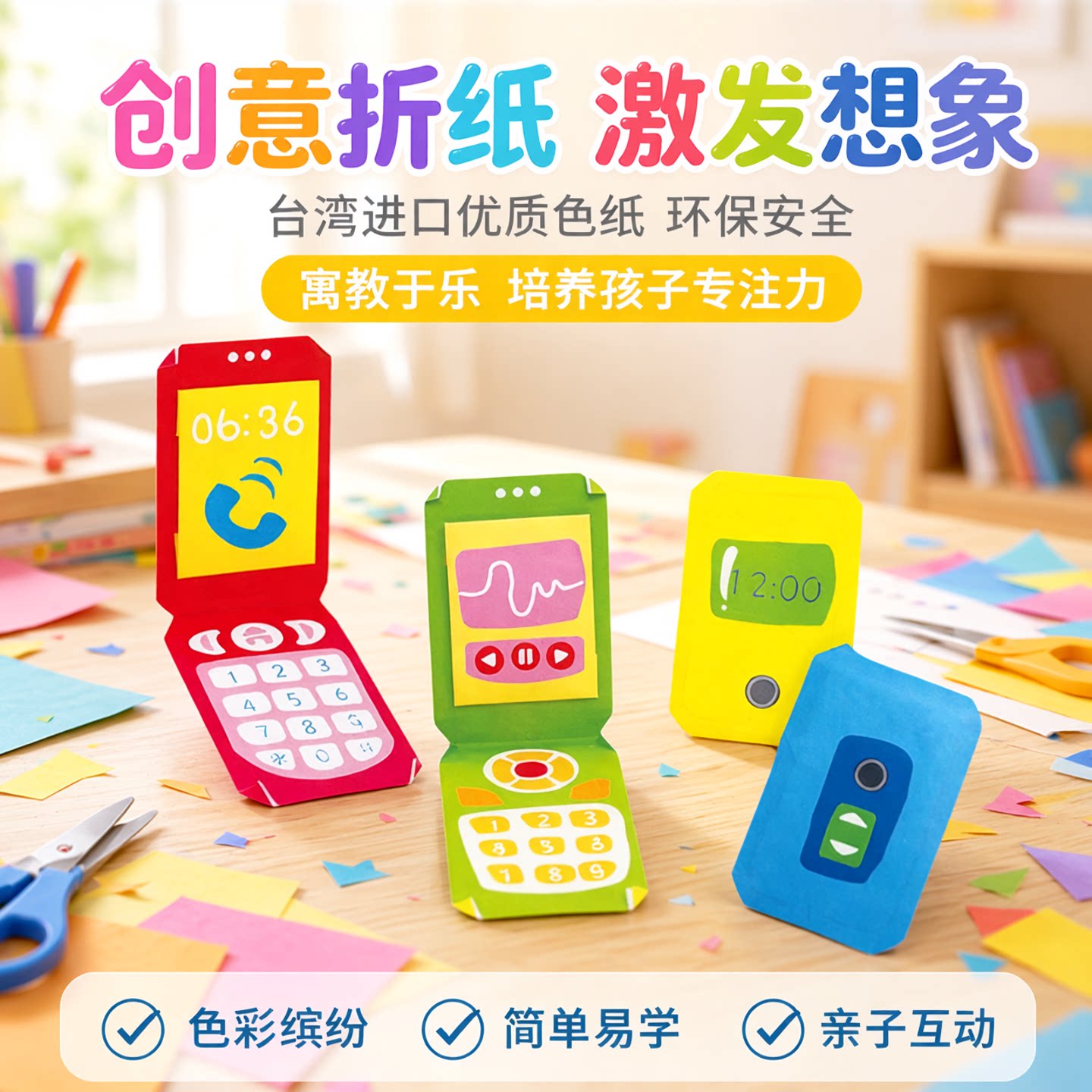 SEASON台湾四季折纸色纸DIY教学美劳彩色手工剪纸纸花材料包进口