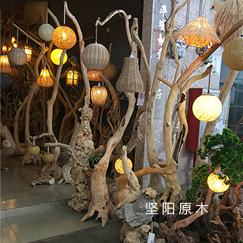 崖柏灯木雕灯根雕灯茶桌原木灯架树根落地灯茶台天然随形树枝摆件_虎窝淘