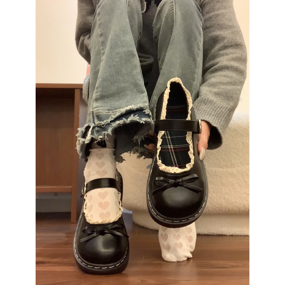 日式蝴蝶结日系Lolita小皮鞋女2025夏季新款英伦风圆头平底玛丽珍