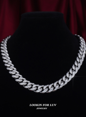 LFL欧美嘻哈饰品 12mm百搭款全钢材质45cm颈链短款古巴链锁骨链