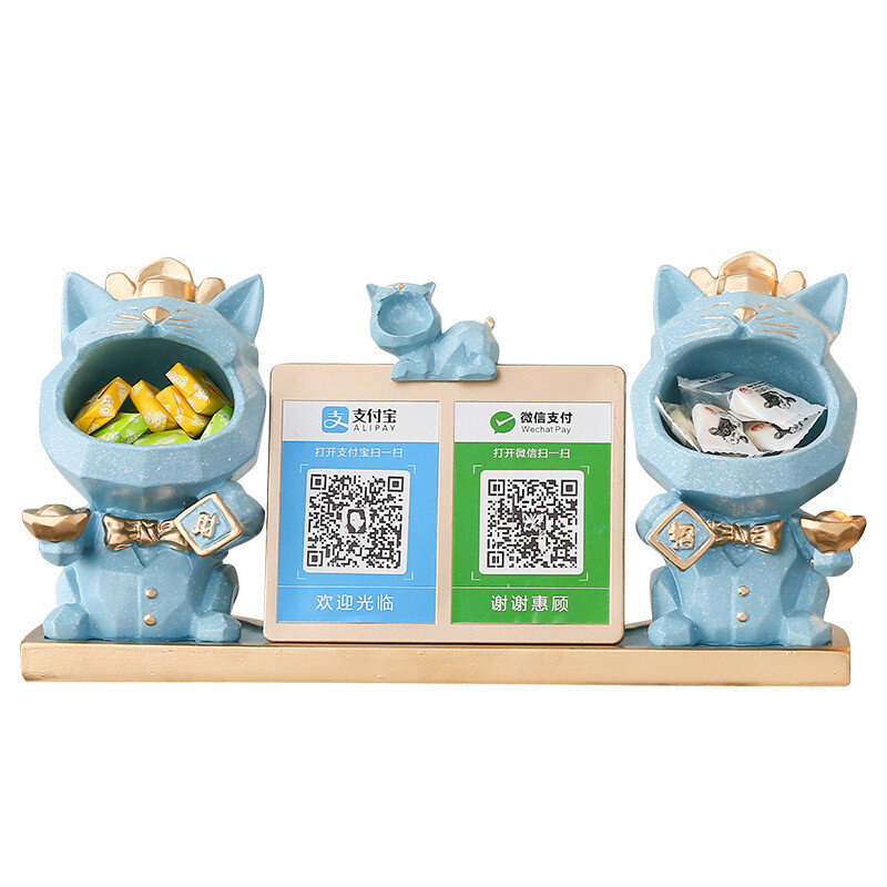 招财猫摆件开业送礼新店开张礼物创意店铺收银台装饰二维码定制