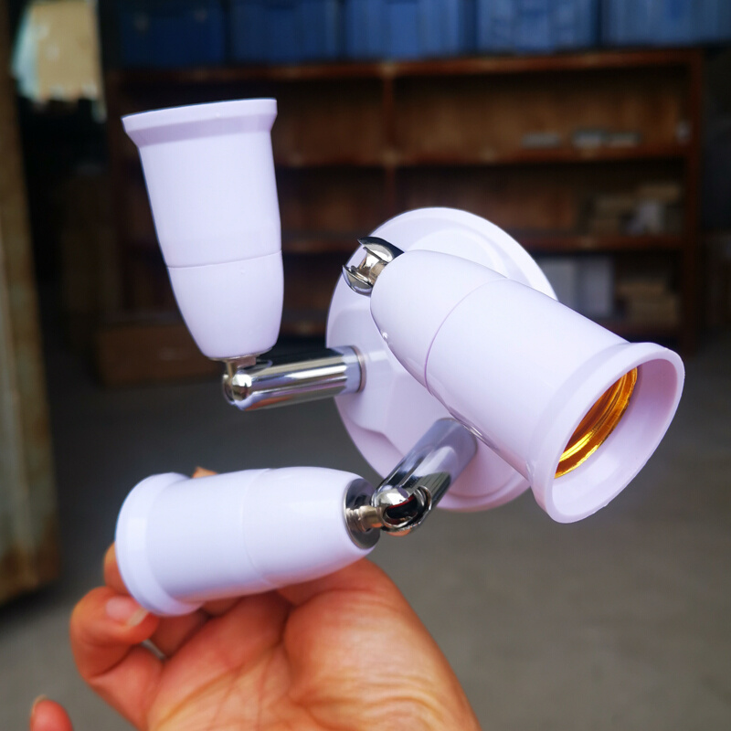 E27螺口灯口节能灯灯头转换器LED灯具配件插头带开关万向灯座底座