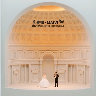 1:64麦微人偶 融蜡灯水泥小夜灯小人万神殿装饰结婚新郎新娘模型