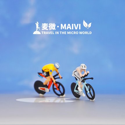 1:64麦微人偶骑行自行车微景观生日蛋糕摆件微缩模型沙盘场景小人