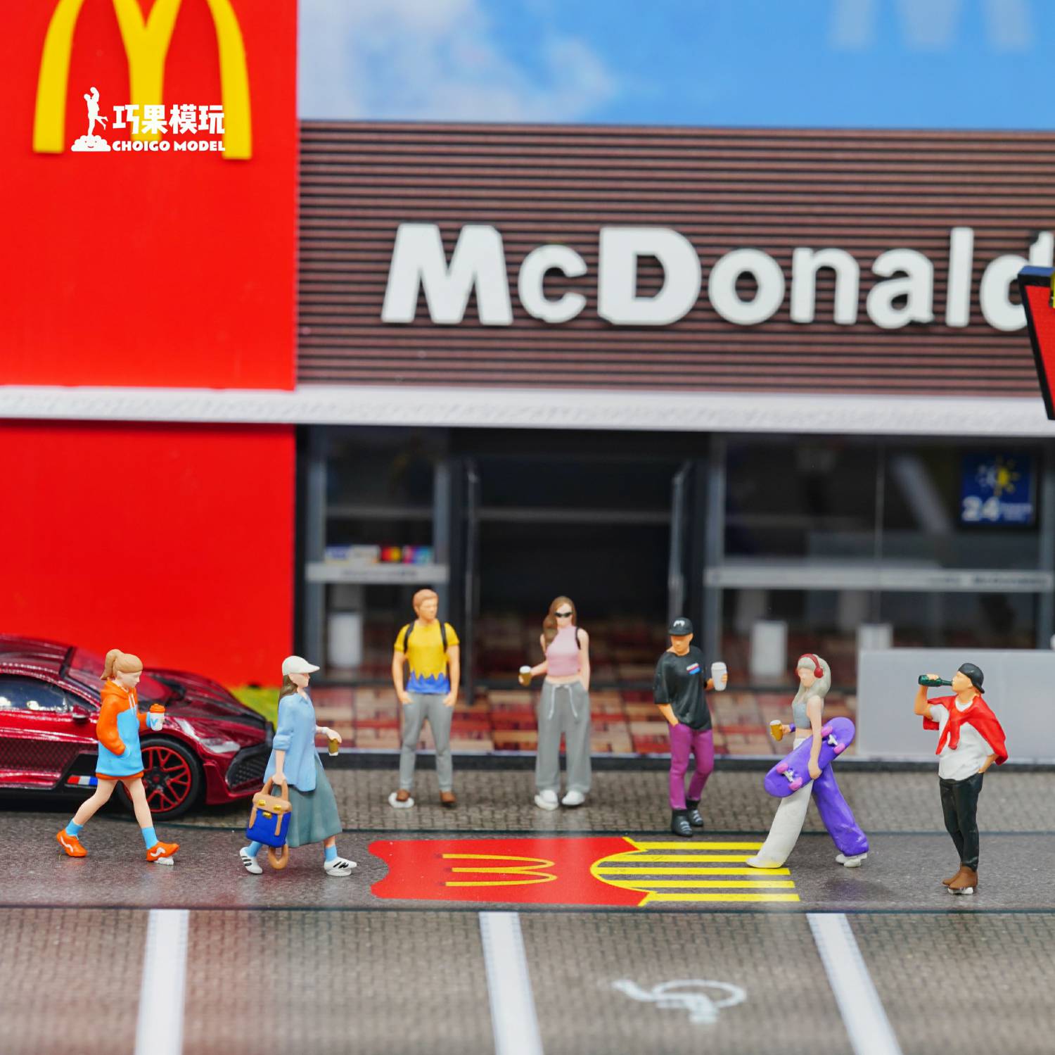 1:64巧果人偶 咖啡奶茶帅哥美女街道微景观摆件模型沙盘场景小人