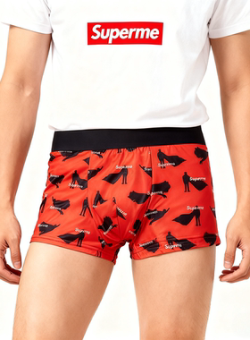恶搞Superme 男士印花平角内裤舒适透气本命年四角裤牛奶丝面临