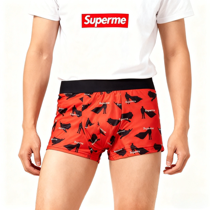 恶搞Superme 男士印花平角内裤舒适透气本命年四角裤牛奶丝面临