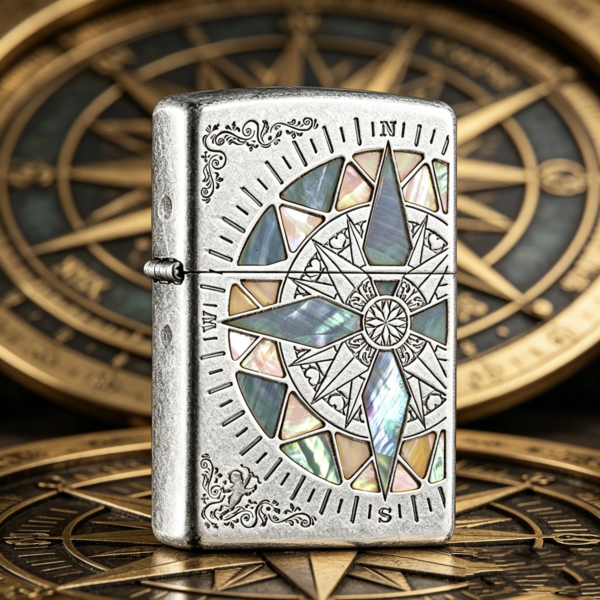 zippo爱情罗盘古银贝壳打火ZIPPO/芝宝