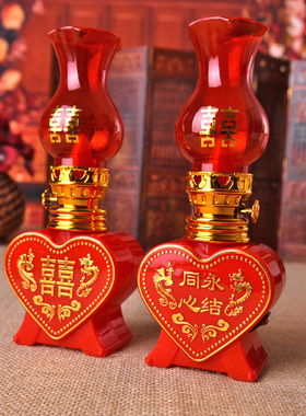 结婚婚房创意用品永结同心桃心LED电子蜡烛灯洞房花烛婚庆电蜡烛