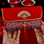 结婚布艺红包利是封婚礼新人改口万元 红包袋订婚中式 刺绣锦缎钱袋