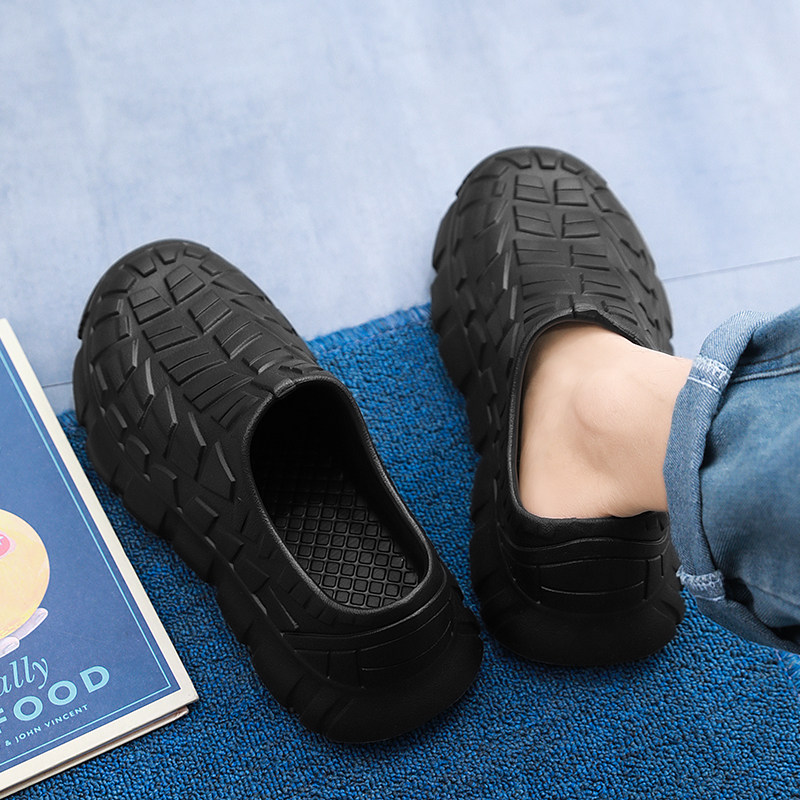 黑色雨鞋男款户外防水工作软底防滑厚底久站不累脚一脚蹬低帮雨靴