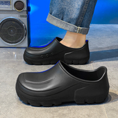 男防臭鞋 春夏款 厚底耐磨防水 底水鞋 防油厨房鞋 一脚蹬厨师鞋 防滑鞋