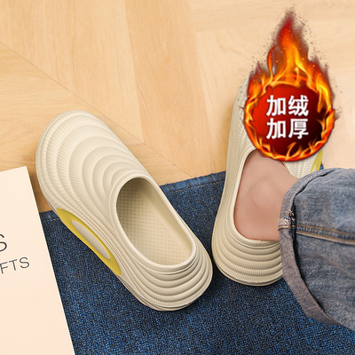 防水拖鞋男款护士鞋2025新款棉拖鞋冬季加绒防滑手术室洞洞鞋保暖