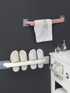 浴室毛巾架粘贴免打孔厨房单杆抹布挂架卫生间加厚毛巾杆置物架子