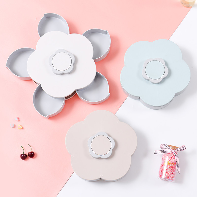 糖果盒分格带盖干果盘零食坚果盒塑料家用创意现代客厅茶几小果盘