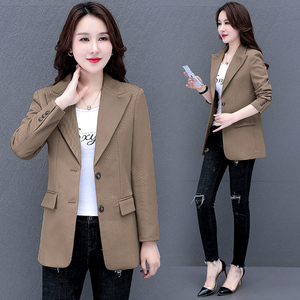 RY1831#卡其色西装外套女早春2022新款高级感气质休闲咖色西服上衣小个子