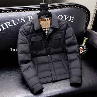 欧洲站轻奢羽绒服男2025冬季新款休闲保暖高端男士短款白鸭绒外套
