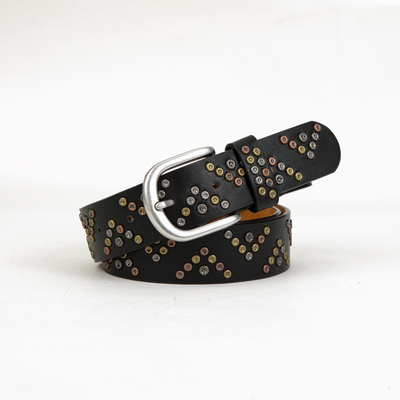 24年新款男女通用铆钉腰带复古皮带宽款欧美酷炫撞钉裤带