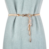 冷兵器 新品 金属弹簧腰链镶钻挂坠腰带女狐狸配饰裙链毛衣腰链女