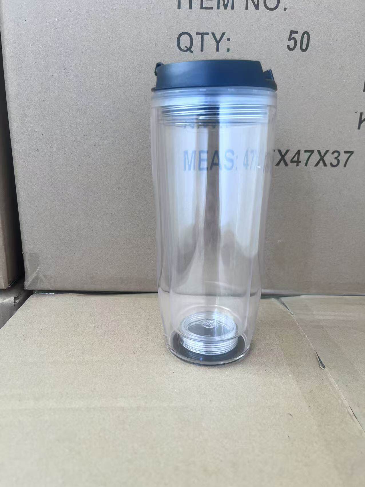 不包邮双层塑料换纸广告杯DIY手绘透明内胆动漫文创开学礼品350ml