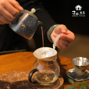 大理寸四银庄雪花银足银999日进斗金茶漏纯手工编织工艺茶友必备