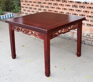 八仙桌农家乐餐桌家用仿古四方桌子实木饭店正方形碳化木简约中式