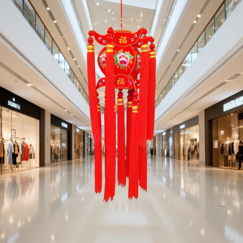 红色绒布灯笼成品挂件新年节日送礼客厅阳台挂是庆阳刺绣荷包
