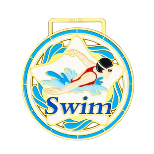 游泳奖牌定制自由泳仰泳比赛冠军金牌定做挂牌夏令营金箔金属奖章