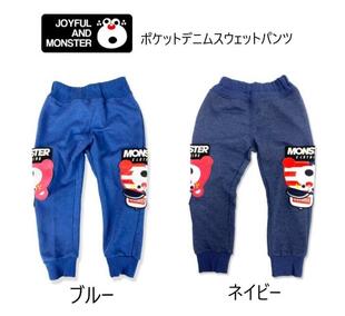 日单潮牌 J*am 童装  儿童大口袋熊贴布毛圈棉长裤运动裤