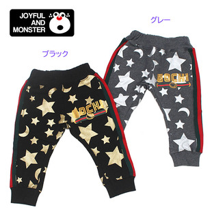 J*am 日单潮牌童装 满印星星黑金银灰儿童秋冬长裤