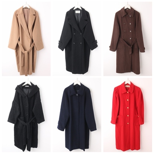 古着vintage大衣毛呢绒孤品外套日本制中长款单双排扣气质宽松20B