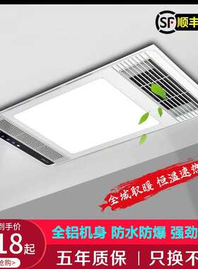 集成顶吹风暖浴霸防水照明灯排气