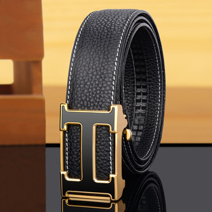 新款品牌皮带男真皮自动扣奢侈高档男士腰带H扣年轻人裤带潮正品