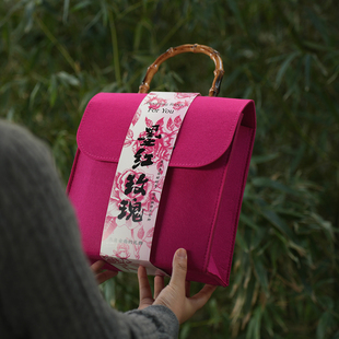 云南墨红玫瑰伴手礼冻干玫瑰花茶玫瑰茶包装袋手提玫瑰茶包装定制