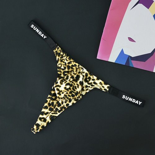 男士内裤豹纹迷彩性感低腰丁字裤U凸低腰时尚个性潮男小裤头速干