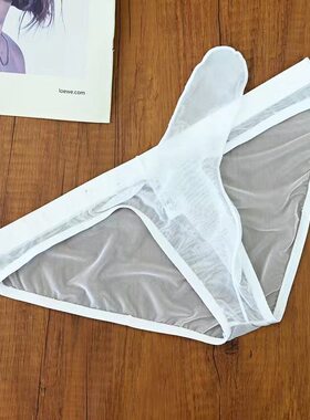 男士三角内裤细薄网纱全透明性感时尚大象鼻子内裤低腰修身潮男裤