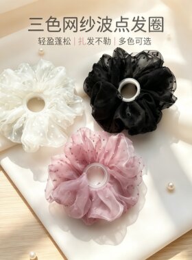 法式蕾丝网纱波点绣花大肠发圈