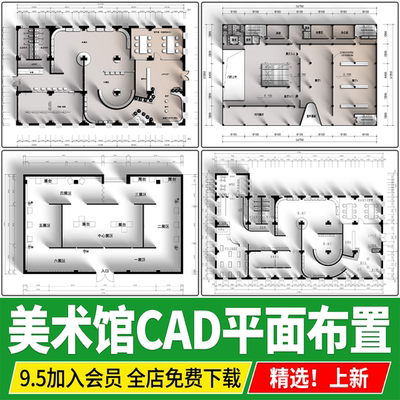 美术馆文化展厅博物馆空间展览馆平面布局布置方案设计CAD施工图