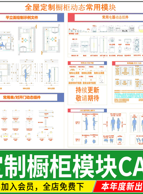 2026厨房设施全屋定制橱柜立面图动态模块图库图块CAD施工图素材