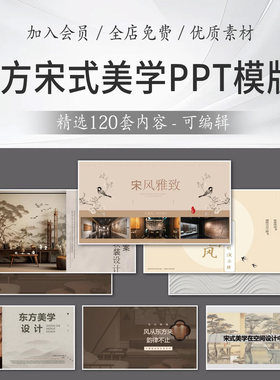 新中式宋式美学东方美学 中式禅意别墅室内设计软装家装PPT模板