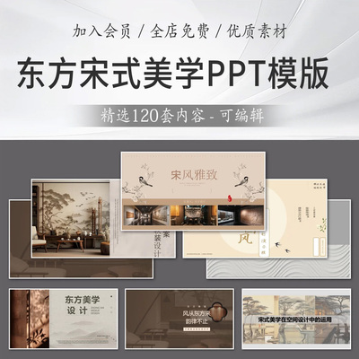 新中式宋式美学东方美学 中式禅意别墅室内设计软装家装PPT模板